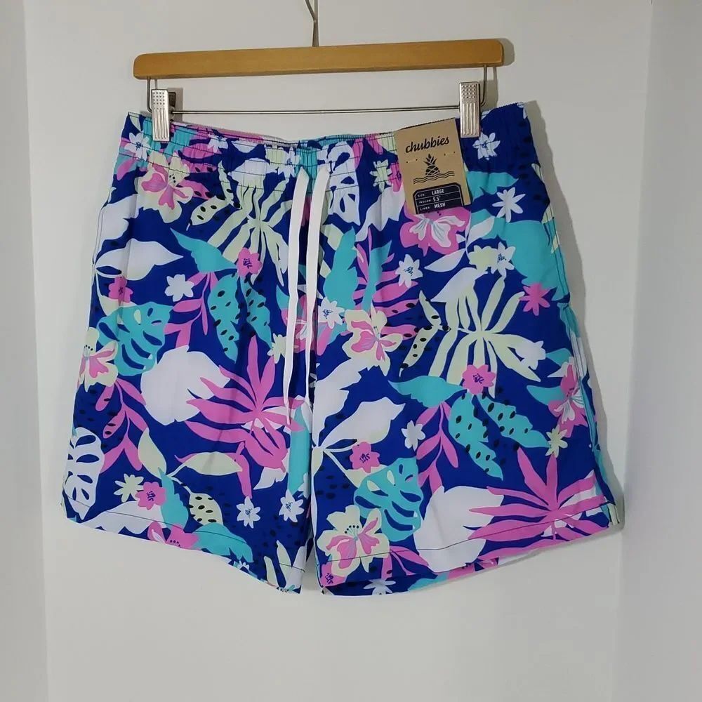 Chubbies The Floral Surprises 5.5" Classic Swim Trunks Flower Print L NWT